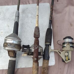 Classic Silver and Black Fishing Rods &ReelsSet(3)